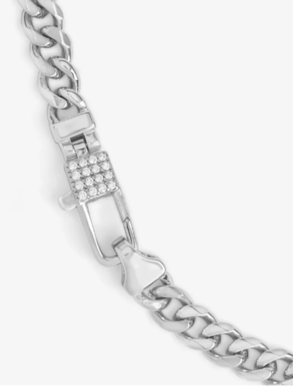 Melinda Maria Julian Pavé Lock Necklace 5mm Silver|White Diamondettes - Picture 3 of 4